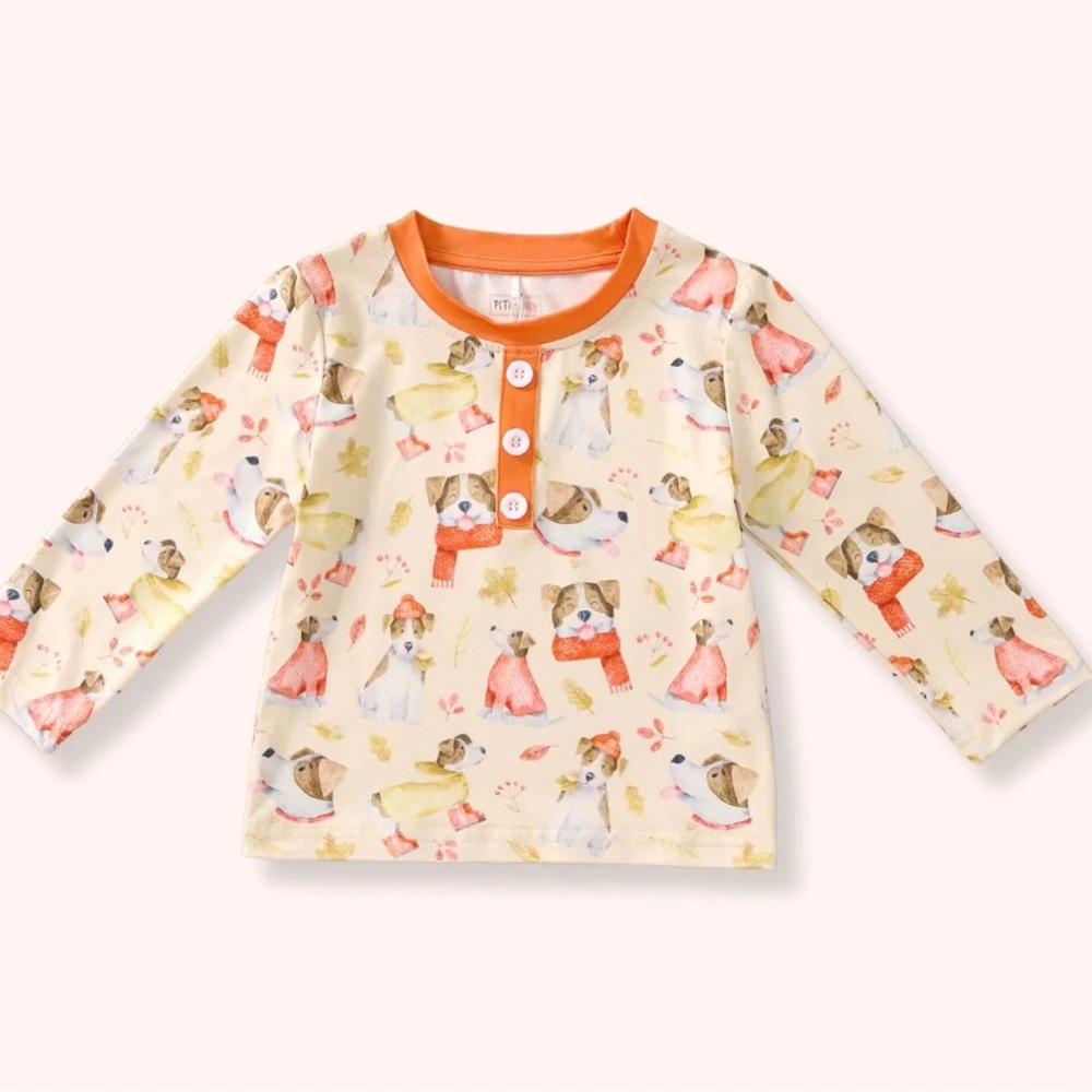 NWT Pete + Lucy Snuggly Paws Puppy Print Long Sleeve Top